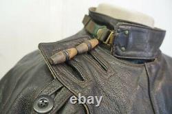 Vintage Ww2 Oljon Skinnvaror Malung Swedish Leather Tanker Jacket Size 52 Ukxl