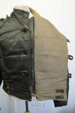 Vintage Ww2 Oljon Skinnvaror Malung Swedish Leather Tanker Jacket Size 52 Ukxl