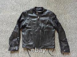 Vintage Y2K black WILSONS LEATHER motorcycle jacket M cafe racer VENTED racing