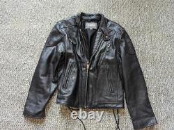 Vintage Y2K black WILSONS LEATHER motorcycle jacket M cafe racer VENTED racing