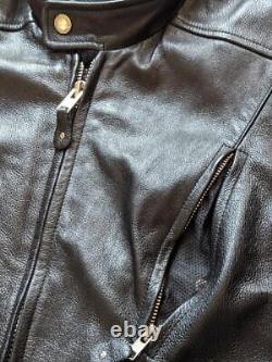 Vintage Y2K black WILSONS LEATHER motorcycle jacket M cafe racer VENTED racing