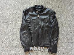 Vintage Y2K black WILSONS LEATHER motorcycle jacket M cafe racer VENTED racing