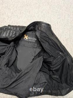 Vintage Y2K motorcycle jacket XL black leather SKULL padded CAFE RACER vented 46