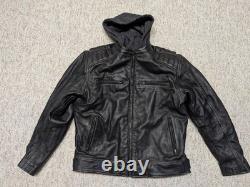 Vintage Y2K motorcycle jacket XL black leather SKULL padded CAFE RACER vented 46