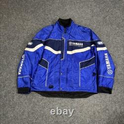 Vintage Yamaha Team Race Zip Jacket Blue Mens Size M Motorcycle Motocross