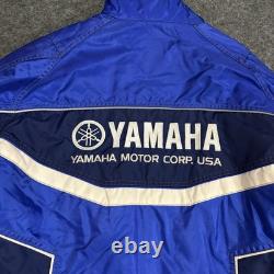Vintage Yamaha Team Race Zip Jacket Blue Mens Size M Motorcycle Motocross