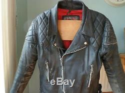 Vintage black leather biker cafe racer jacket-LARGE 44 UK-DISTRESSED-TT LEATHERS