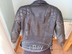 Vintage black leather biker cafe racer jacket-LARGE 44 UK-DISTRESSED-TT LEATHERS