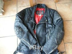 Vintage black leather biker cafe racer jacket-LARGE 44 UK-DISTRESSED-TT LEATHERS