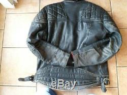 Vintage black leather biker cafe racer jacket-LARGE 44 UK-DISTRESSED-TT LEATHERS