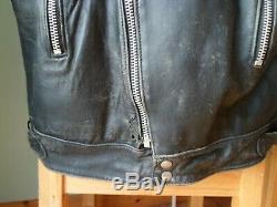Vintage black leather biker cafe racer jacket-LARGE 44 UK-DISTRESSED-TT LEATHERS