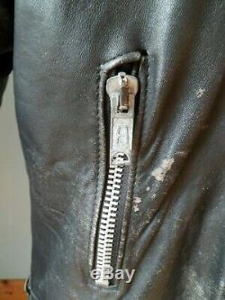 Vintage black leather biker cafe racer jacket-LARGE 44 UK-DISTRESSED-TT LEATHERS