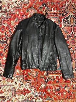 Vintage black leather moto jacket size 36 genuine leather