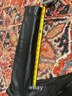 Vintage black leather moto jacket size 36 genuine leather
