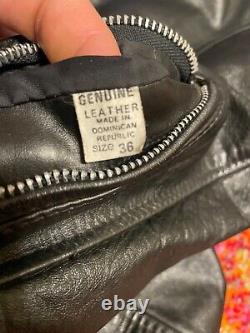 Vintage black leather moto jacket size 36 genuine leather