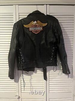 Vintage harley davidson leather biker jacket men's medium
