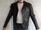 Vintage men's used BROWN leather classic motorcycle jacket, Genuine Leather