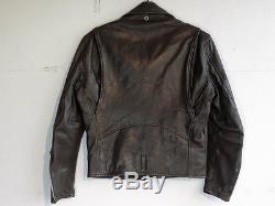 Vintage men's used BROWN leather classic motorcycle jacket, Genuine Leather