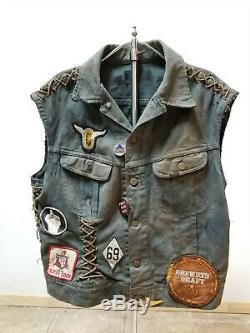 Vintage outlaw motorcycle club vest MC jacket patches gang 1% Lee denim 1970