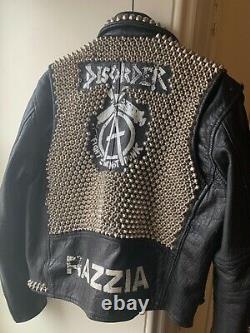 Vintage studded metal punk leather jacket