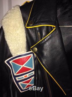Volcano Like Design Mint-Black Leather Native American Biker jacket Size L/XL