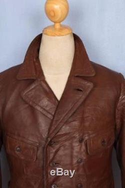 Vtg 1930s GERMAN French Leather Cyclist Motorcycle Flight Jacket Luftwaffe