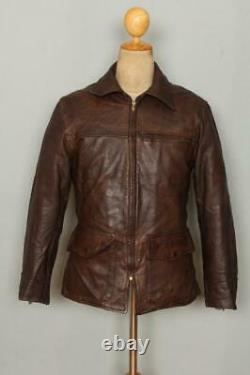 Vtg 1940s GOATSKIN Half Belt Sports Motorcycle Leather Jacket Small