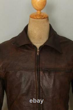 Vtg 1940s GOATSKIN Half Belt Sports Motorcycle Leather Jacket Small