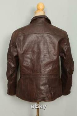 Vtg 1940s HORSEHIDE Leather Half Belt Sports Motorcycle Jacket Medium/Large