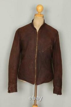 Vtg 1940s Hudsons Bay Half Belt Leather Sports Motorcycle Jacket Size Medium