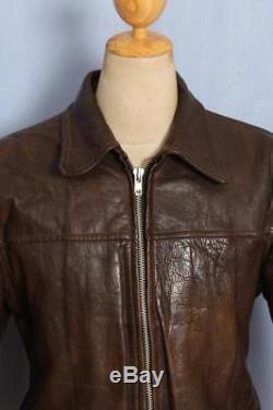 Vtg 1940s Pony HORSEHIDE Half Belt Leather Sports Motorcycle Jacket Medium