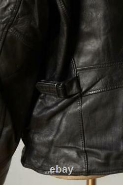 Vtg 1950s HORSEHIDE Half Belt Leather Sports Motorcycle Jacket Medium