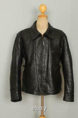 Vtg 1950s HORSEHIDE Leather Half Belt Sports Motorcycle Jacket L/XL