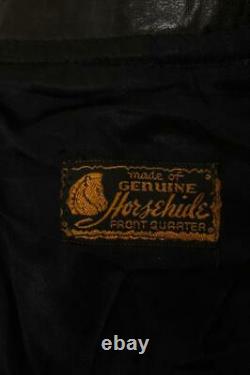 Vtg 1950s HORSEHIDE Leather Half Belt Sports Motorcycle Jacket L/XL