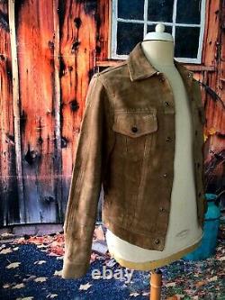 Vtg 1960`s Levi Big E Leather Stud Up Western Trucker Jacket 36 Slim 38ch