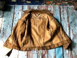 Vtg 1960`s Levi Big E Leather Stud Up Western Trucker Jacket 36 Slim 38ch