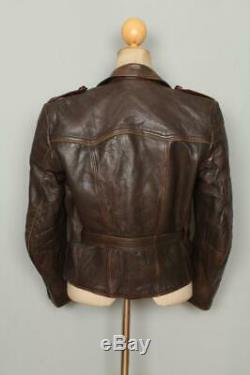 Vtg 40s GERMAN Goatskin Leather Motorcycle Luftwaffe Officers Flight Jacket