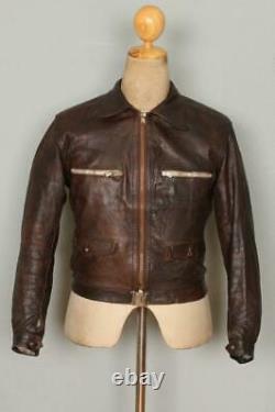 Vtg 40s WWII GERMAN French Leather Cyclist HARTMANN Jacket Luftwaffe S/XS