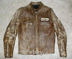 Vtg 50's-60's Brown HORSEHIDE Motorcycle CAFE RACER Leather JACKET Harley Patch