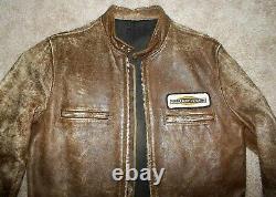 Vtg 50's-60's Brown HORSEHIDE Motorcycle CAFE RACER Leather JACKET Harley Patch