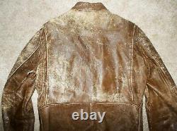 Vtg 50's-60's Brown HORSEHIDE Motorcycle CAFE RACER Leather JACKET Harley Patch