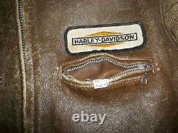 Vtg 50's-60's Brown HORSEHIDE Motorcycle CAFE RACER Leather JACKET Harley Patch