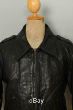 Vtg 50s TAUBERS California Horsehide Leather Police Motorcycle Jacket L/XL