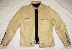 Vtg 60's BUCO J-100 Cafe Racer CREAM White Ivory LEATHER Motorcycle JACKET Sz 42