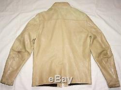 Vtg 60's BUCO J-100 Cafe Racer CREAM White Ivory LEATHER Motorcycle JACKET Sz 42