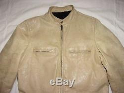 Vtg 60's BUCO J-100 Cafe Racer CREAM White Ivory LEATHER Motorcycle JACKET Sz 42