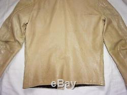 Vtg 60's BUCO J-100 Cafe Racer CREAM White Ivory LEATHER Motorcycle JACKET Sz 42