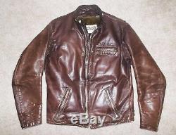 Vtg 60's SCHOTT Brown 641-141 CAFE RACER Steerhide LEATHER Motorcycle JACKET USA