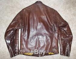 Vtg 60's SCHOTT Brown 641-141 CAFE RACER Steerhide LEATHER Motorcycle JACKET USA