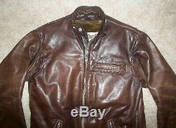 Vtg 60's SCHOTT Brown 641-141 CAFE RACER Steerhide LEATHER Motorcycle JACKET USA